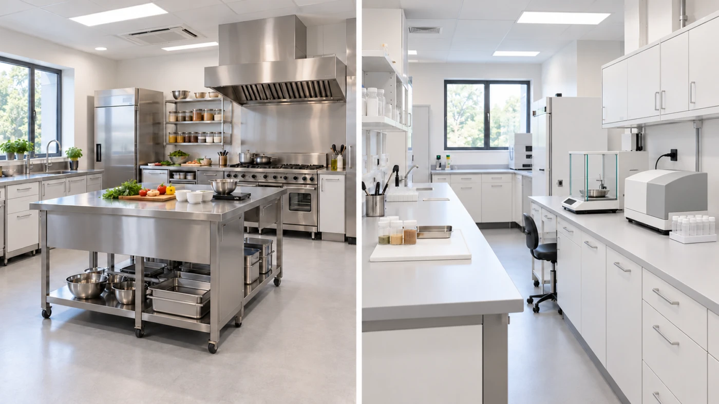 Test kitchen or food lab white