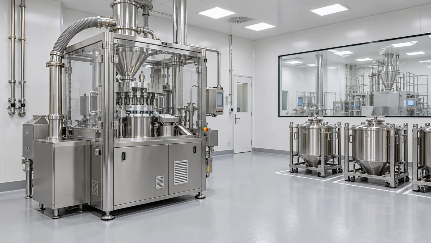 Modern pharmaceutical tablet press cleanroom