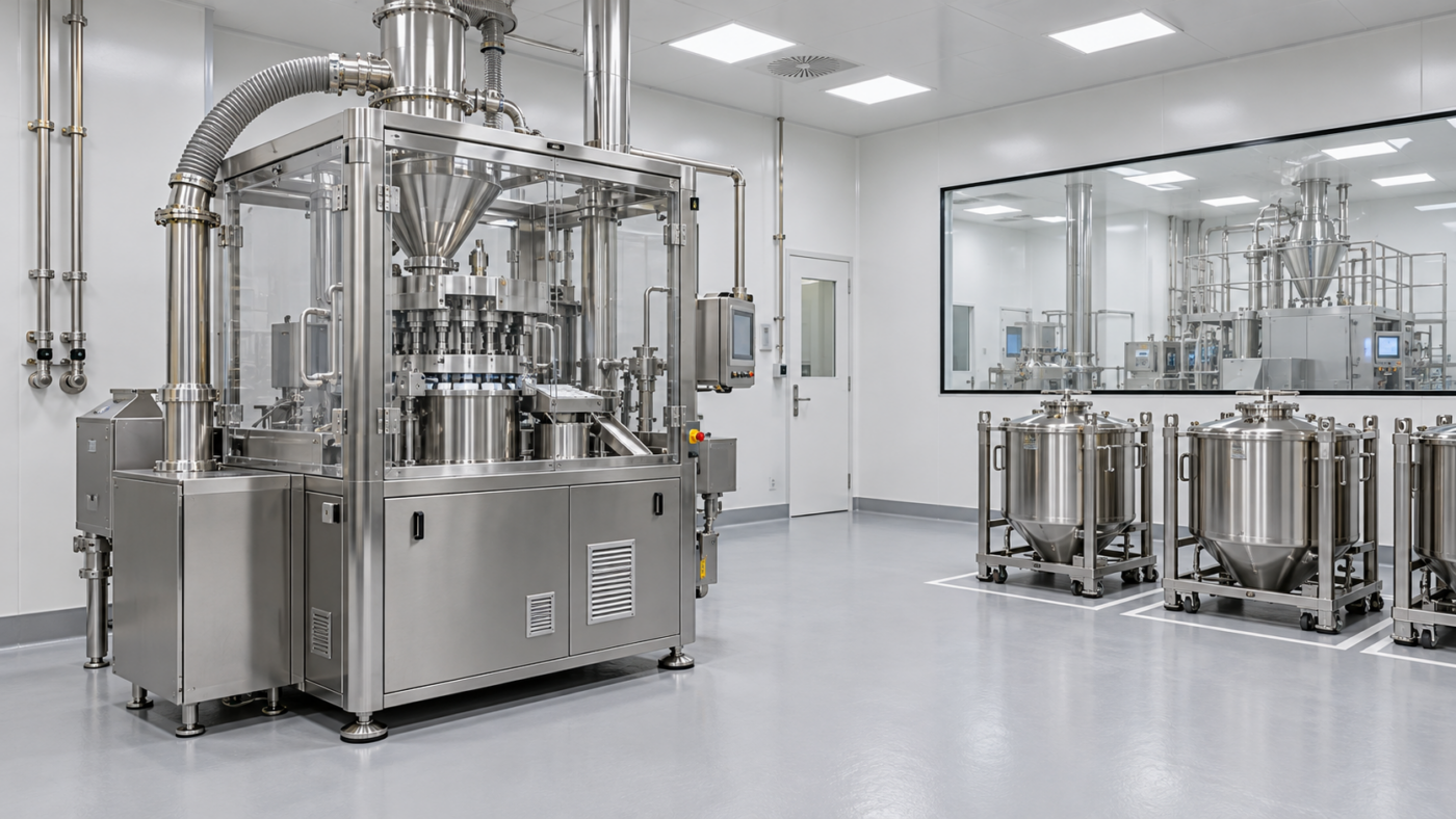 Modern pharmaceutical tablet press cleanroom
