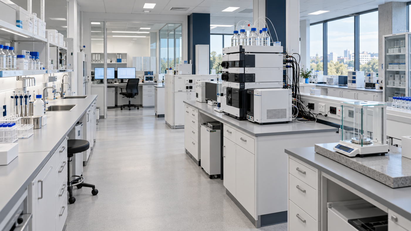 Pristine pharmaceutical quality control lab