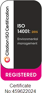 ISO 14001 2015 badge grey