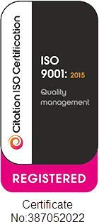 ISO 9001 2015 badge grey