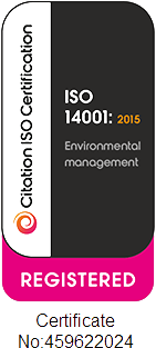 ISO 14001 2015 badge grey