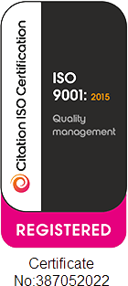 ISO 9001 2015 badge grey